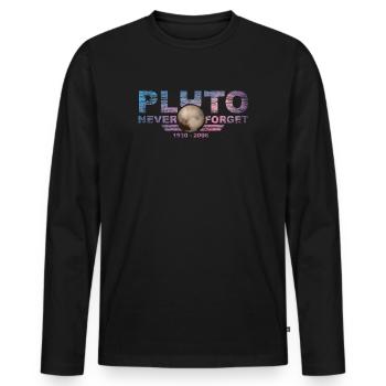 Never Forget Pluto Design Retro Style Funny Space - Männer Premium Bio Langarmshirt - Schwarz - Vorne - Nico (187cm)