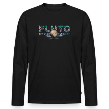 Never Forget Pluto Design Retro Style Funny Space - Men's Premium Organic Long Sleeve Shirt - black - Front - Nico (187cm)