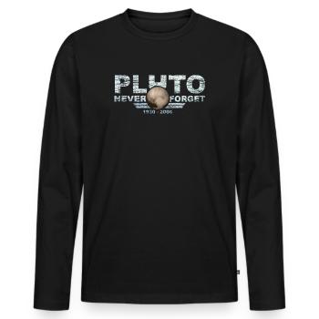 Never Forget Pluto Design Retro Style Funny Space - Männer Premium Bio Langarmshirt - Schwarz - Vorne - Nico (187cm)