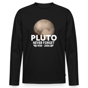 Never Forget Pluto Design Retro Style Funny Space - Männer Premium Bio Langarmshirt - Schwarz - Vorne - Nico (187cm)