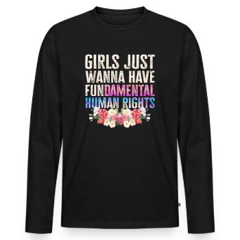 Girls Just Wanna Have Fundamental Human Rights - Men's Premium Organic Long Sleeve Shirt - black - Front - Nico (187cm)