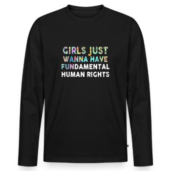 Girls Just Wanna Have Fundamental Human Rights - Men's Premium Organic Long Sleeve Shirt - black - Front - Nico (187cm)