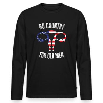 Pas de pays pour les vieillards utérus floral féministe - T-shirt manches longues Premium bio Homme - noir - Devant - Nico (187cm)