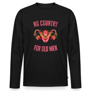 Pas de pays pour les vieillards utérus floral féministe - T-shirt manches longues Premium bio Homme - noir - Devant - Nico (187cm)