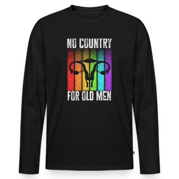 Pas de pays pour les vieillards utérus floral féministe - T-shirt manches longues Premium bio Homme - noir - Devant - Nico (187cm)
