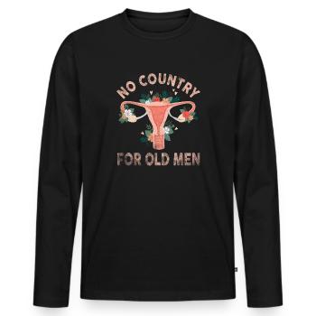 Pas de pays pour les vieillards utérus floral féministe - T-shirt manches longues Premium bio Homme - noir - Devant - Nico (187cm)