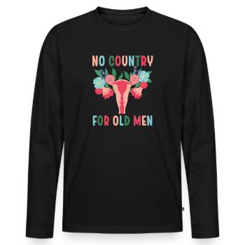 Pas de pays pour les vieillards utérus floral féministe - T-shirt manches longues Premium bio Homme - noir - Devant - Nico (187cm)