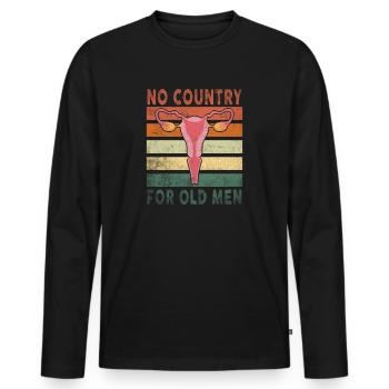 Pas de pays pour les vieillards utérus floral féministe - T-shirt manches longues Premium bio Homme - noir - Devant - Nico (187cm)