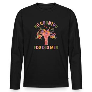 Pas de pays pour les vieillards utérus floral féministe - T-shirt manches longues Premium bio Homme - noir - Devant - Nico (187cm)