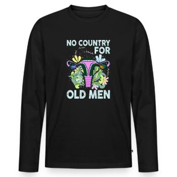 Pas de pays pour les vieillards utérus floral féministe - T-shirt manches longues Premium bio Homme - noir - Devant - Nico (187cm)