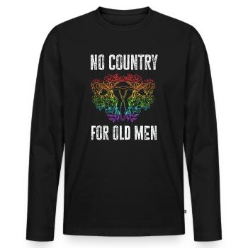 Pas de pays pour les vieillards utérus floral féministe - T-shirt manches longues Premium bio Homme - noir - Devant - Nico (187cm)