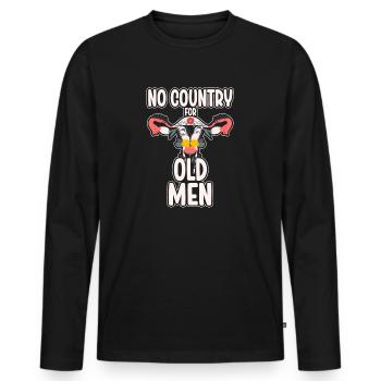 Pas de pays pour les vieillards utérus floral féministe - T-shirt manches longues Premium bio Homme - noir - Devant - Nico (187cm)