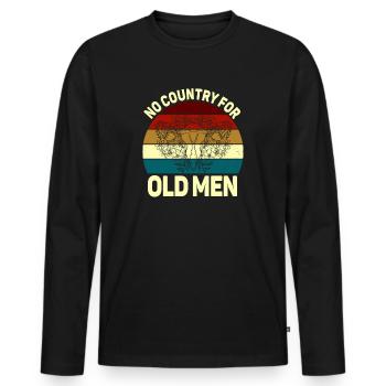 Pas de pays pour les vieillards utérus floral féministe - T-shirt manches longues Premium bio Homme - noir - Devant - Nico (187cm)
