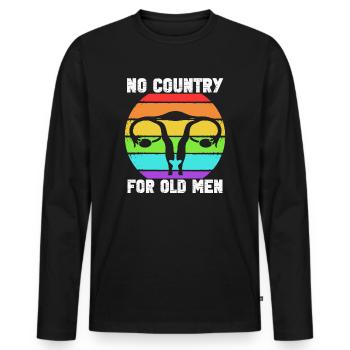 Pas de pays pour les vieillards utérus floral féministe - T-shirt manches longues Premium bio Homme - noir - Devant - Nico (187cm)