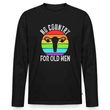 Pas de pays pour les vieillards utérus floral féministe - T-shirt manches longues Premium bio Homme - noir - Devant - Nico (187cm)