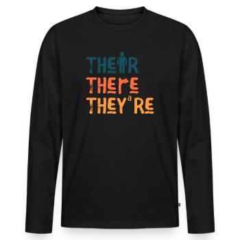 Their There They're English Teacher Grammar - Männer Premium Bio Langarmshirt - Schwarz - Vorne - Nico (187cm)