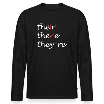Their There They're English Teacher Grammar - Männer Premium Bio Langarmshirt - Schwarz - Vorne - Nico (187cm)