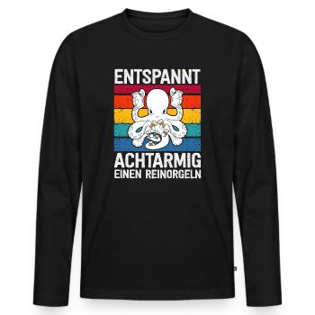 Entspannt Achtarmig Einen Reinorgeln - Männer Premium Bio Langarmshirt - Schwarz - Vorne - Nico (187cm)