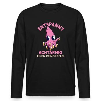 Entspannt Achtarmig Einen Reinorgeln - Männer Premium Bio Langarmshirt - Schwarz - Vorne - Nico (187cm)