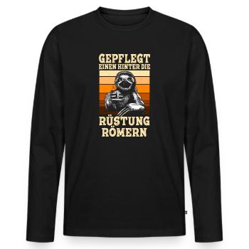 Gepflegt Einen Hinter Die Rüstung Römern Party - Männer Premium Bio Langarmshirt - Schwarz - Vorne - Nico (187cm)