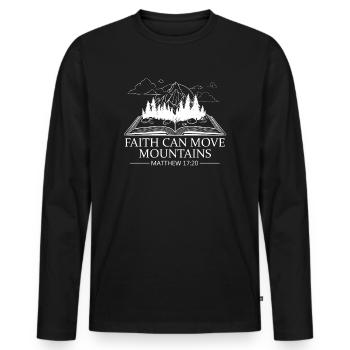 Christian Faith Can Move Mountains Jesus Christ - Männer Premium Bio Langarmshirt - Schwarz - Vorne - Nico (187cm)