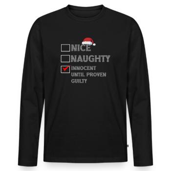Nice Naughty Innocent Until Proven Guilty - Männer Premium Bio Langarmshirt - Schwarz - Vorne - Nico (187cm)