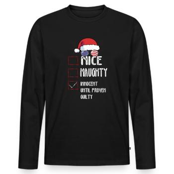 Nice Naughty Innocent Until Proven Guilty - Männer Premium Bio Langarmshirt - Schwarz - Vorne - Nico (187cm)