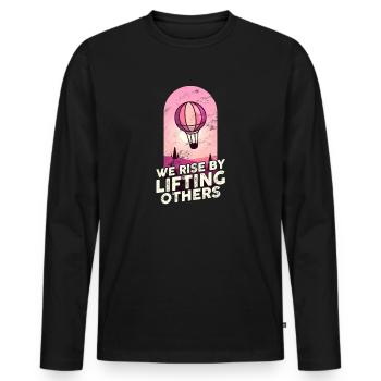 We Rise By Lifting Others Inspirational Quote - Männer Premium Bio Langarmshirt - Schwarz - Vorne - Nico (187cm)