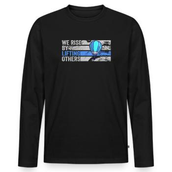 We Rise By Lifting Others Inspirational Quote - Men's Premium Organic Long Sleeve Shirt - black - Front - Nico (187cm)