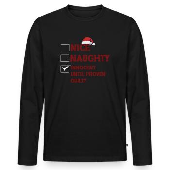 Nice Naughty Innocent Until Proven Guilty - Männer Premium Bio Langarmshirt - Schwarz - Vorne - Nico (187cm)