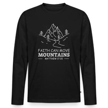 Christian Faith Can Move Mountains Jesus Christ - Men's Premium Organic Long Sleeve Shirt - black - Front - Nico (187cm)