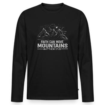 Christian Faith Can Move Mountains Jesus Christ - Men's Premium Organic Long Sleeve Shirt - black - Front - Nico (187cm)