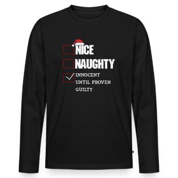Nice Naughty Innocent Until Proven Guilty - Männer Premium Bio Langarmshirt - Schwarz - Vorne - Nico (187cm)