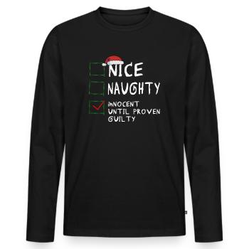 Nice Naughty Innocent Until Proven Guilty - Männer Premium Bio Langarmshirt - Schwarz - Vorne - Nico (187cm)