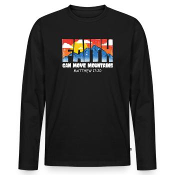 Christian Faith Can Move Mountains Jesus Christ - Men's Premium Organic Long Sleeve Shirt - black - Front - Nico (187cm)