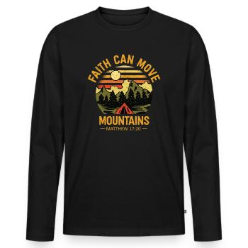 Christian Faith Can Move Mountains Jesus Christ - Men's Premium Organic Long Sleeve Shirt - black - Front - Nico (187cm)