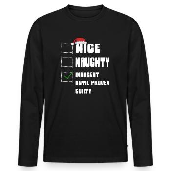 Nice Naughty Innocent Until Proven Guilty - Männer Premium Bio Langarmshirt - Schwarz - Vorne - Nico (187cm)