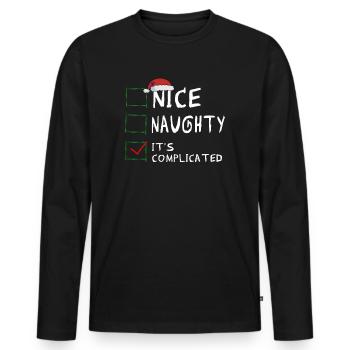 Nice Naughty C’est compliqué Liste de Noël Père Noël - T-shirt manches longues Premium bio Homme - noir - Devant - Nico (187cm)