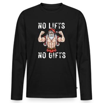 No Lifts No Gifts Christmas Gym Ugly Santa - Männer Premium Bio Langarmshirt - Schwarz - Vorne - Nico (187cm)