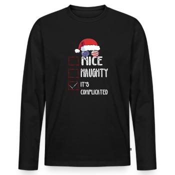 Nice Naughty C’est compliqué Liste de Noël Père Noël - T-shirt manches longues Premium bio Homme - noir - Devant - Nico (187cm)