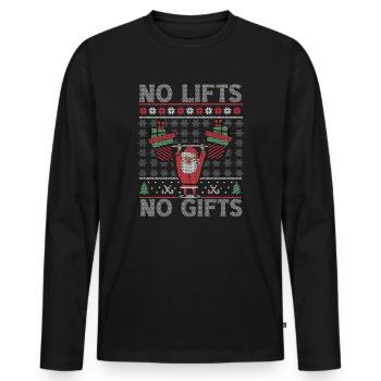 No Lifts No Gifts Christmas Gym Ugly Santa - Männer Premium Bio Langarmshirt - Schwarz - Vorne - Nico (187cm)