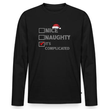 Nice Naughty C’est compliqué Liste de Noël Père Noël - T-shirt manches longues Premium bio Homme - noir - Devant - Nico (187cm)