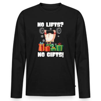 No Lifts No Gifts Christmas Gym Ugly Santa - Men's Premium Organic Long Sleeve Shirt - black - Front - Nico (187cm)