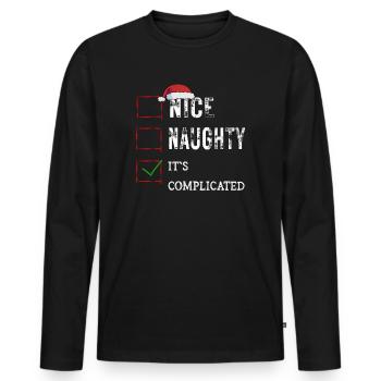 Nice Naughty C’est compliqué Liste de Noël Père Noël - T-shirt manches longues Premium bio Homme - noir - Devant - Nico (187cm)