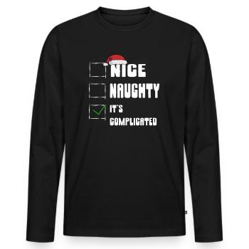 Nice Naughty C’est compliqué Liste de Noël Père Noël - T-shirt manches longues Premium bio Homme - noir - Devant - Nico (187cm)