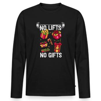 No Lifts No Gifts Christmas Gym Ugly Santa - Men's Premium Organic Long Sleeve Shirt - black - Front - Nico (187cm)