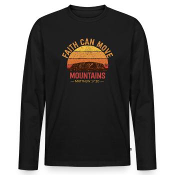 Christian Faith Can Move Mountains Jesus Christ - Männer Premium Bio Langarmshirt - Schwarz - Vorne - Nico (187cm)