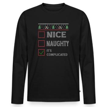 Nice Naughty C’est compliqué Liste de Noël Père Noël - T-shirt manches longues Premium bio Homme - noir - Devant - Nico (187cm)