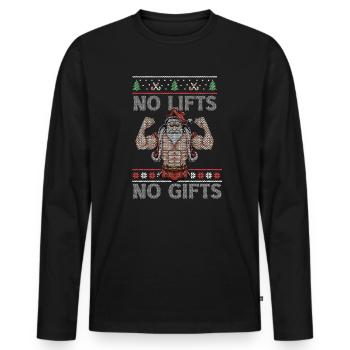 No Lifts No Gifts Christmas Gym Ugly Santa - Men's Premium Organic Long Sleeve Shirt - black - Front - Nico (187cm)