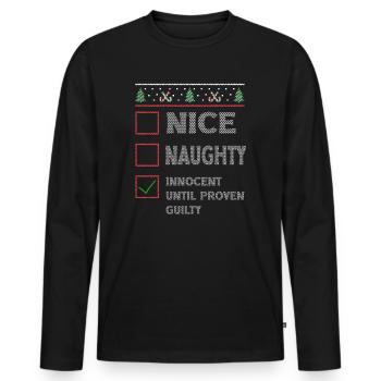 Nice Naughty Innocent Until Proven Guilty - Männer Premium Bio Langarmshirt - Schwarz - Vorne - Nico (187cm)